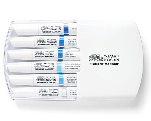 Winsor & Newton Pigment Markers – Set of 6 – Blue Tones