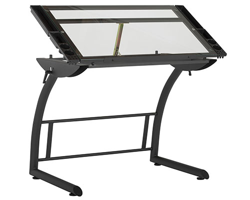Studio Designs – Triflex Drawing Table – Charcoal/Clear Glass