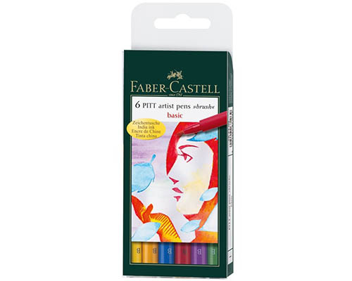 Faber-Castell Pitt Artist Pen Brush – Basic Colours – Set of 6