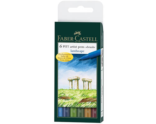 Faber-Castell Pitt Artist Pen Brush – Landscape – Set of 6