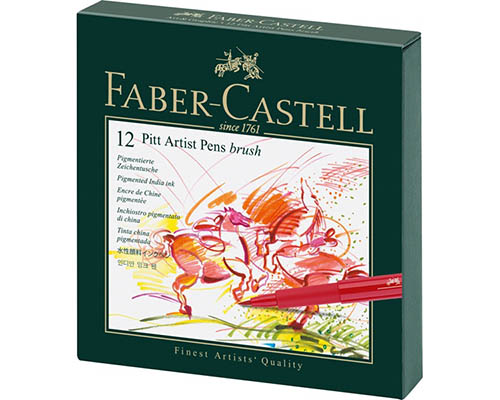 Faber-Castell India Ink Pitt Artist Pen – B Studio Box of 12 