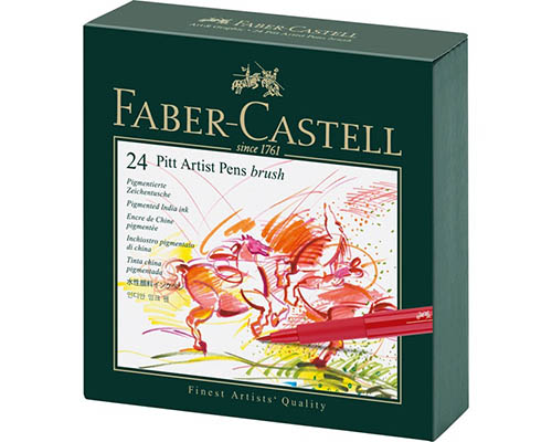 Faber-Castell India Ink Pitt Artist Pen – B Studio Set of 24