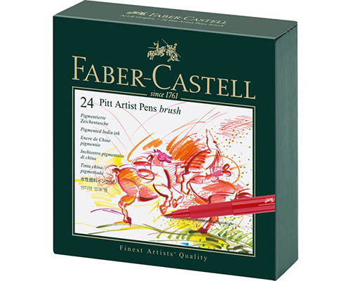 Faber-Castell India Ink Pitt Artist Pen  B Studio Set of 24