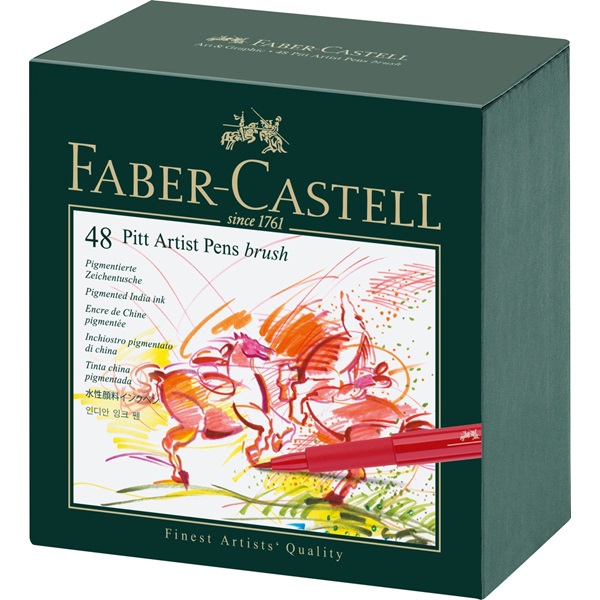 Faber-Castell India Ink Pitt Artist Pen  B Studio Box of 48