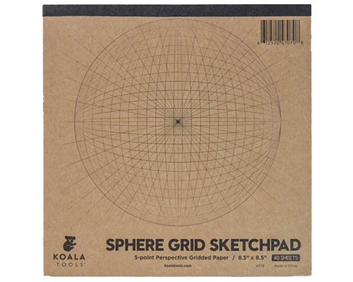Koala Tools  Sphere Grid (5-point Perspective) Sketch Pad  8.5 x 8.5 in.