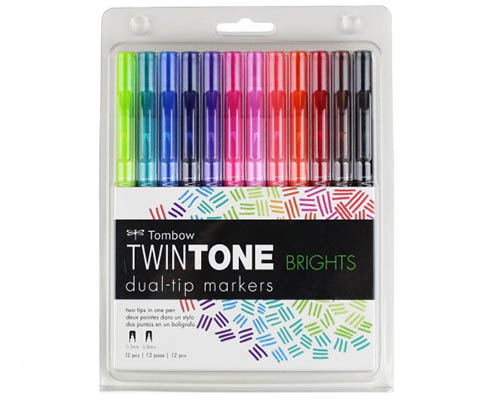 Tombow TwinTone Marker Set  12-Pack Bright