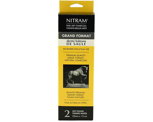Nitram Fine Art Charcoal 25mm Soft Round 2-Pack