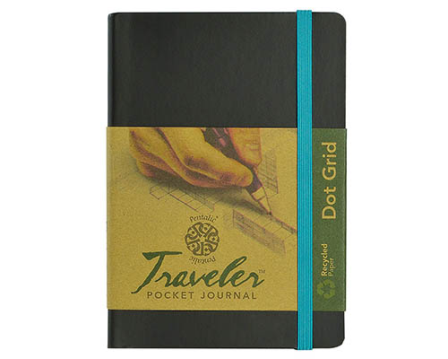 Pentalic Traveler Journal  Dot Grid  4 x 6 in.  Black