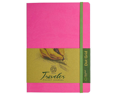 Pentalic Traveler Journal  Dot Grid  6 x 8 in.   Pink