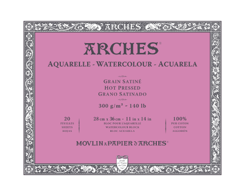 Arches Watercolour Block - Hot Press - White - 140lb - 11"x14"