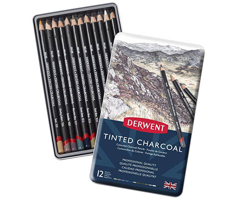 Derwent Tinted Charcoal Pencils  Tin set of 12 