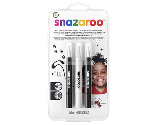 Snazaroo Face Paint Brush Pen Monochrome Pack  3 Pens