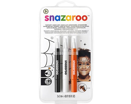 Snazaroo Face Paint Brush Pen Halloween Pack  3 Pens