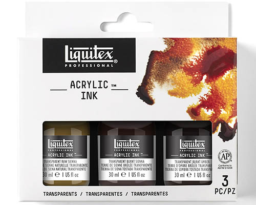 Liquitex Professional Acrylic Ink – 30mL 3-Pack – Transparent Colours