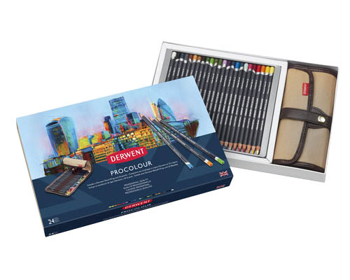 Derwent Procolor Coloured Pencils – Wrap Set of 24 