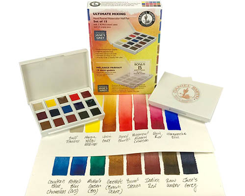 Daniel Smith – Hand Poured Watercolor Half Pan Set – Ultimate Mixing Set 15 Colours