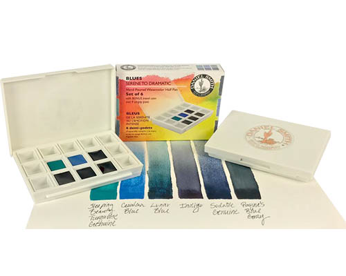 Daniel Smith – Hand Poured Watercolor Half Pan Set –  Blues: Serene to Dramatic – 6 Colours