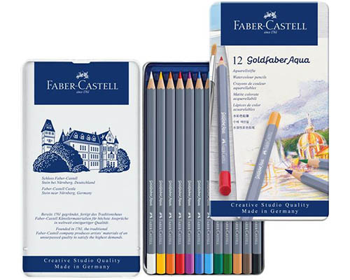 Faber-Castell Goldfaber Aqua Watercolor Pencils – Tin Set of 12