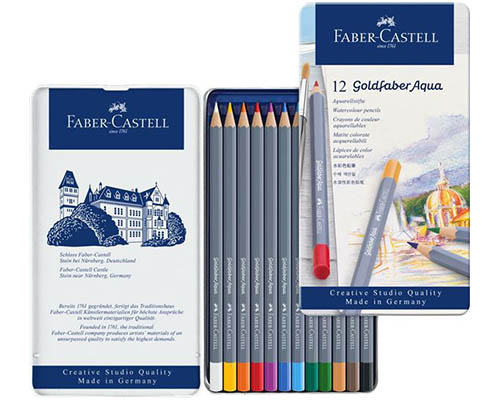 Faber-Castell Goldfaber Aqua Watercolor Pencils  Tin Set of 12