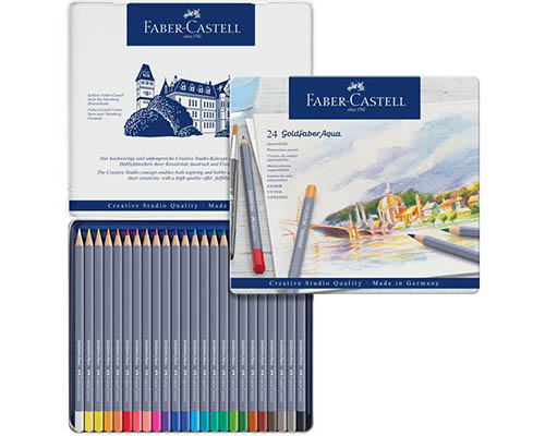 Faber-Castell Goldfaber Aqua Watercolor Pencils  Tin Set of 24