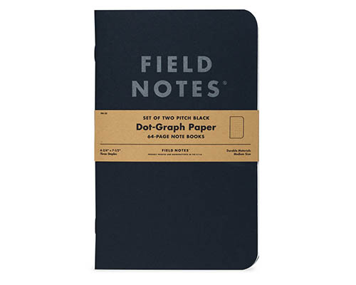 Field Notes Pitch Black Notebook – 2-Pack – Dot-Graph – 4¾  x 7½ in.