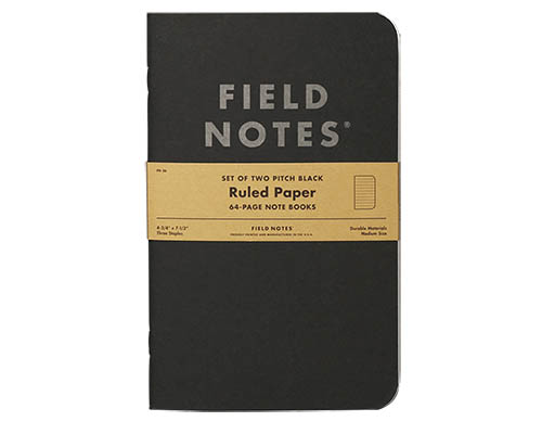 Field Notes Pitch Black Notebook – 2-Pack – Lined – 4¾  x 7½ in.