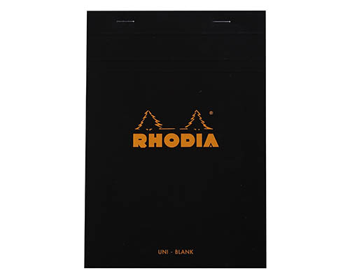 Rhodia Pad   Black  Blank  5.8 x 8.3 in.