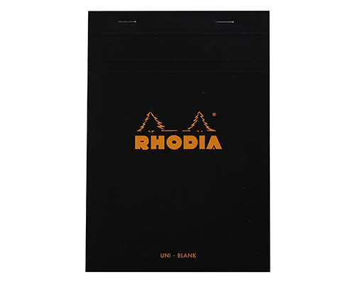 Rhodia Pad   Black  Blank  5.8 x 8.3 in.