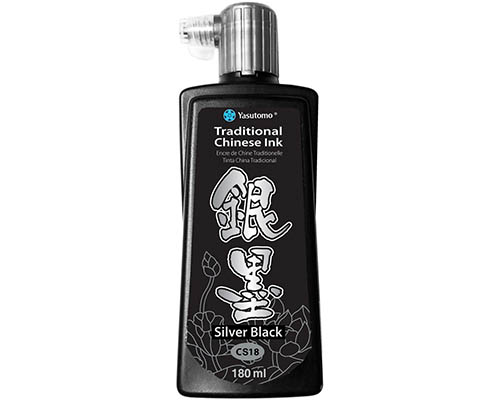 Yasutomo Traditional Chinese Sumi Ink  Silver Black  180mL