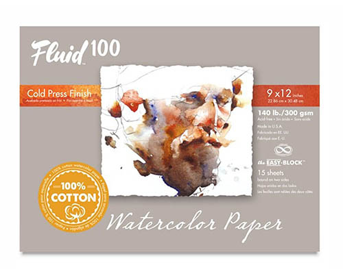 Global Art Fluid Watercolor Paper Block, Hot-Press, 12in x 16in 15