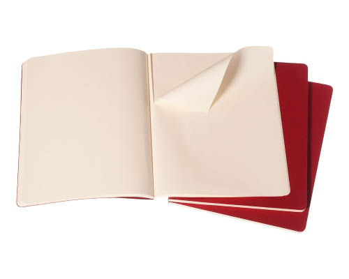Moleskine Cahier Journal  Cranberry Red  Ruled Layout  Set of 3  Pocket 3.5 x 5.5 in.