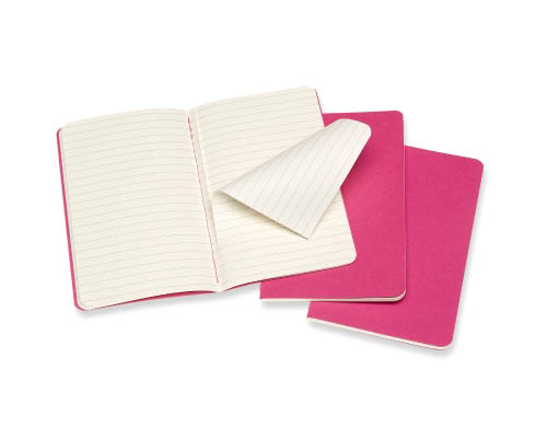 Moleskine Cahier Journal  Kinetic Pink  Ruled Layout  Set of 3  Pocket 3.5 x 5.5 in.