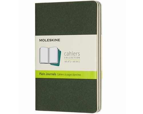 Moleskine Cahier Journal  Myrtle Green  Ruled Layout  Set of 3  Pocket 3.5 x 5.5 in.