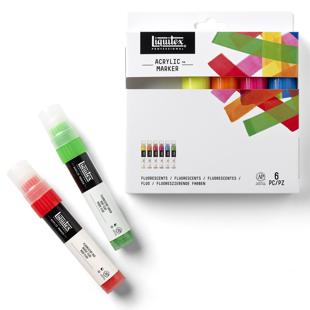 Liquitex Paint Markers – Wide Nib – Set of 6 – Fluorescent