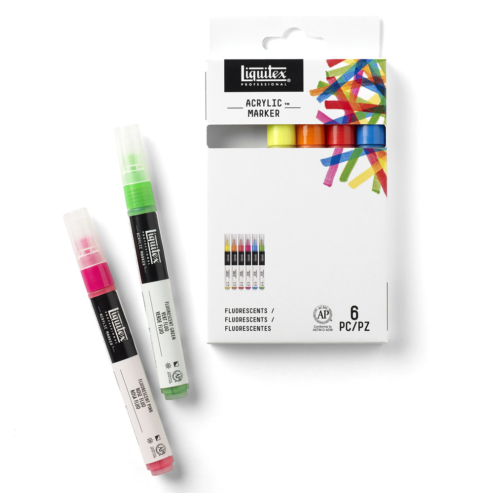 Liquitex Paint Markers  Fine Nib  Set of 6  Fluorescent