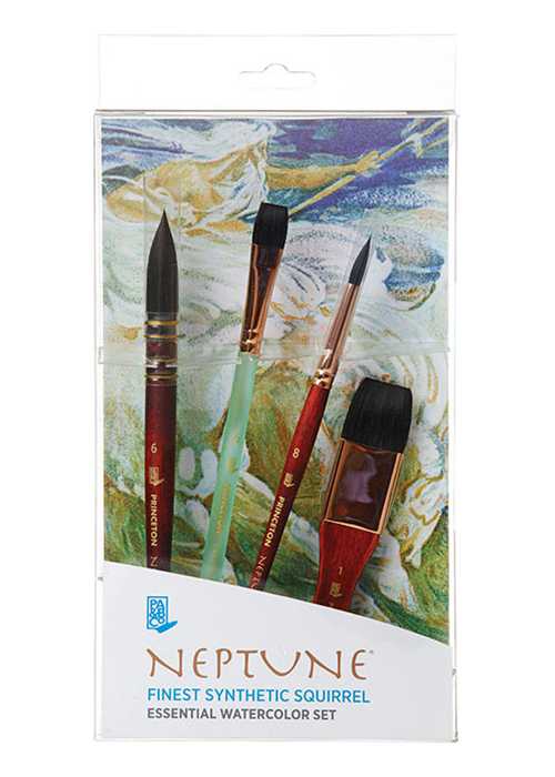 Princeton Neptune Pro Finest Synthetic Squirrel Watercolour Brushes - Set of 4