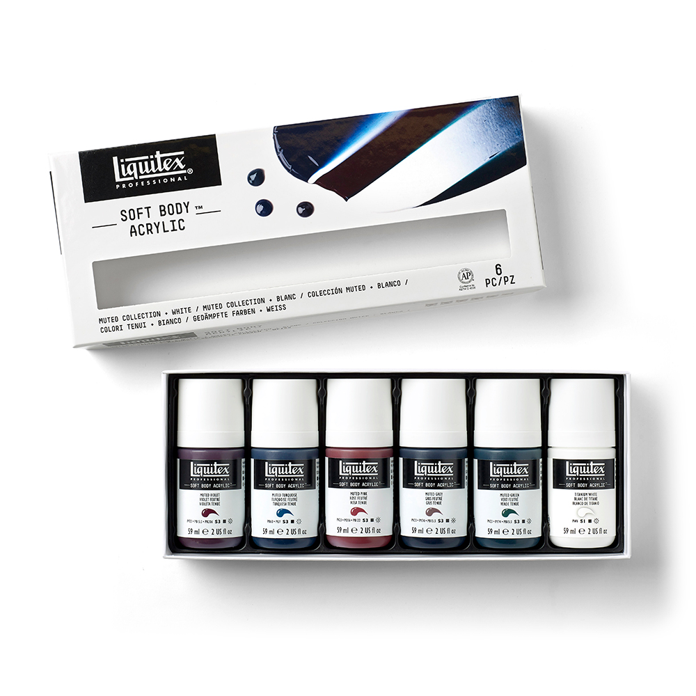Liquitex Soft Body Acrylic Paints - Muted Colours - Set of 6 x 59ml 