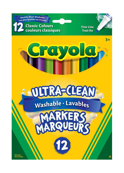 Crayola Classic Ultra-clean Markers - 12 Pack Fine
