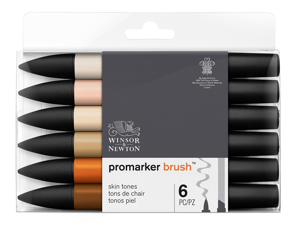 Winsor & Newton ProMarker Brush Set of 6 - Skin Tones