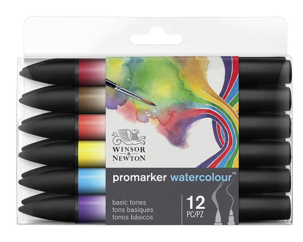 Winsor & Newton Promarker Watercolour - Set of 12 - Basic Tones
