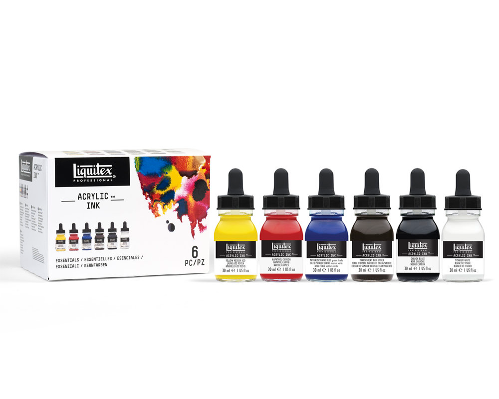 Liquitex Professional Acrylic Inks -  Essential Set of 6 x 30mL