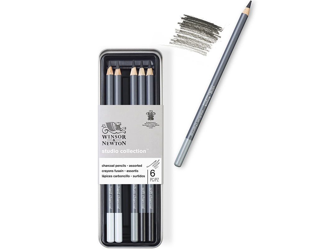 Winsor & Newton Studio Collection Charcoal Pencil Tin - Set of 6