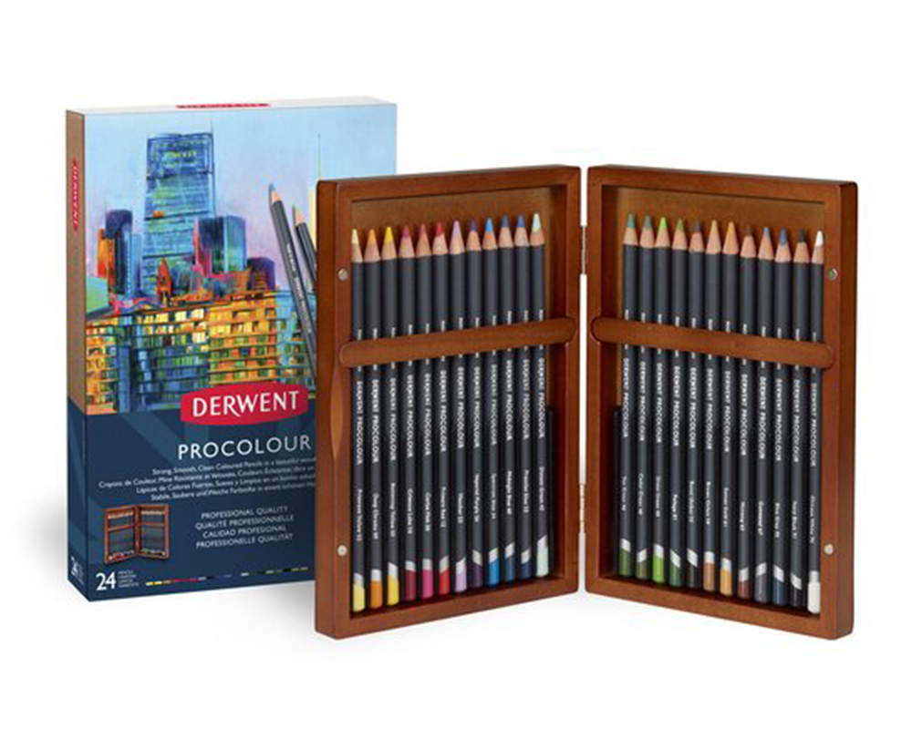 Derwent Procolour Pencils Wooden Box Set of 24