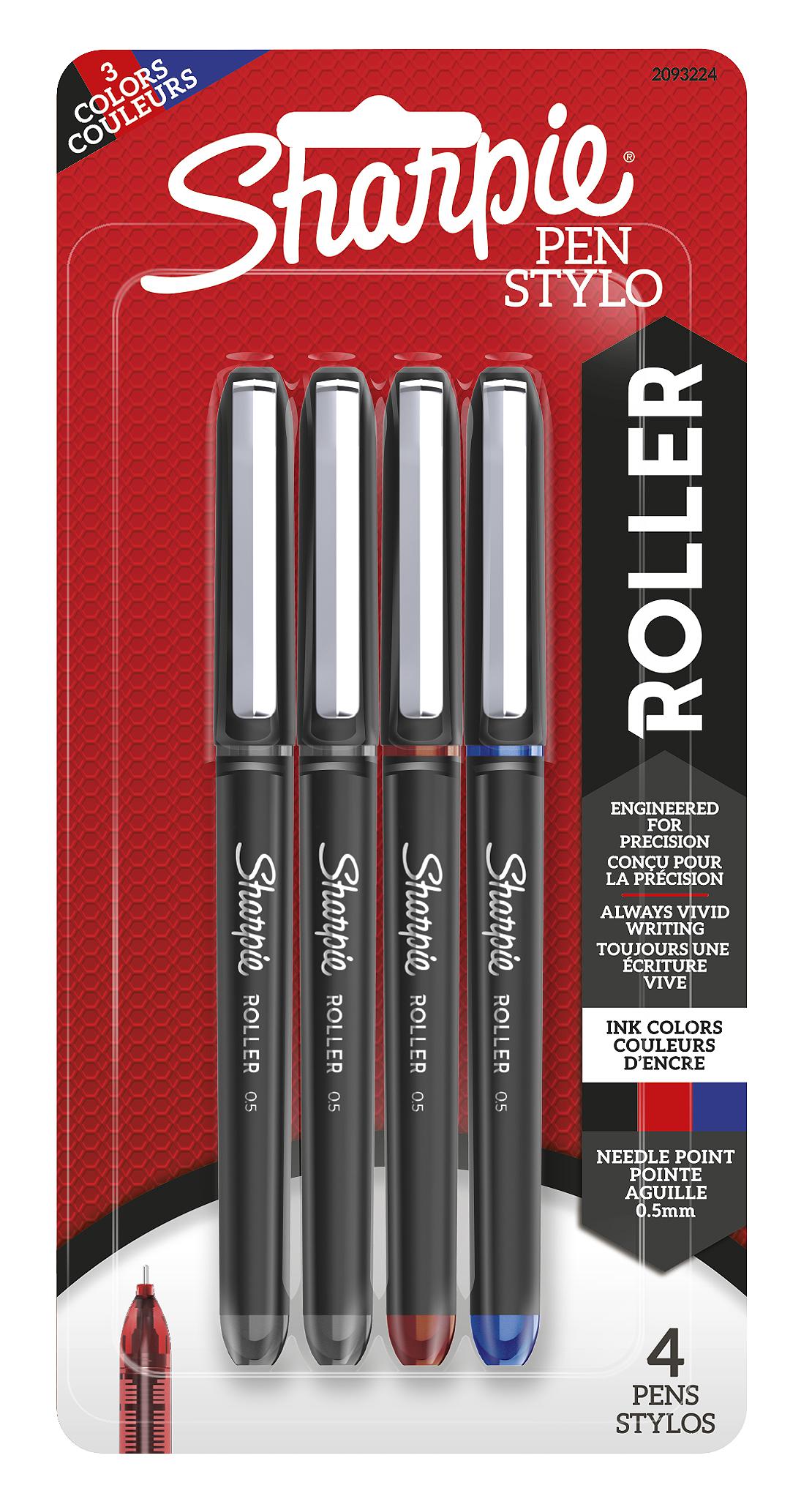 Sharpie Roller Pen .5mm Asst 4pk