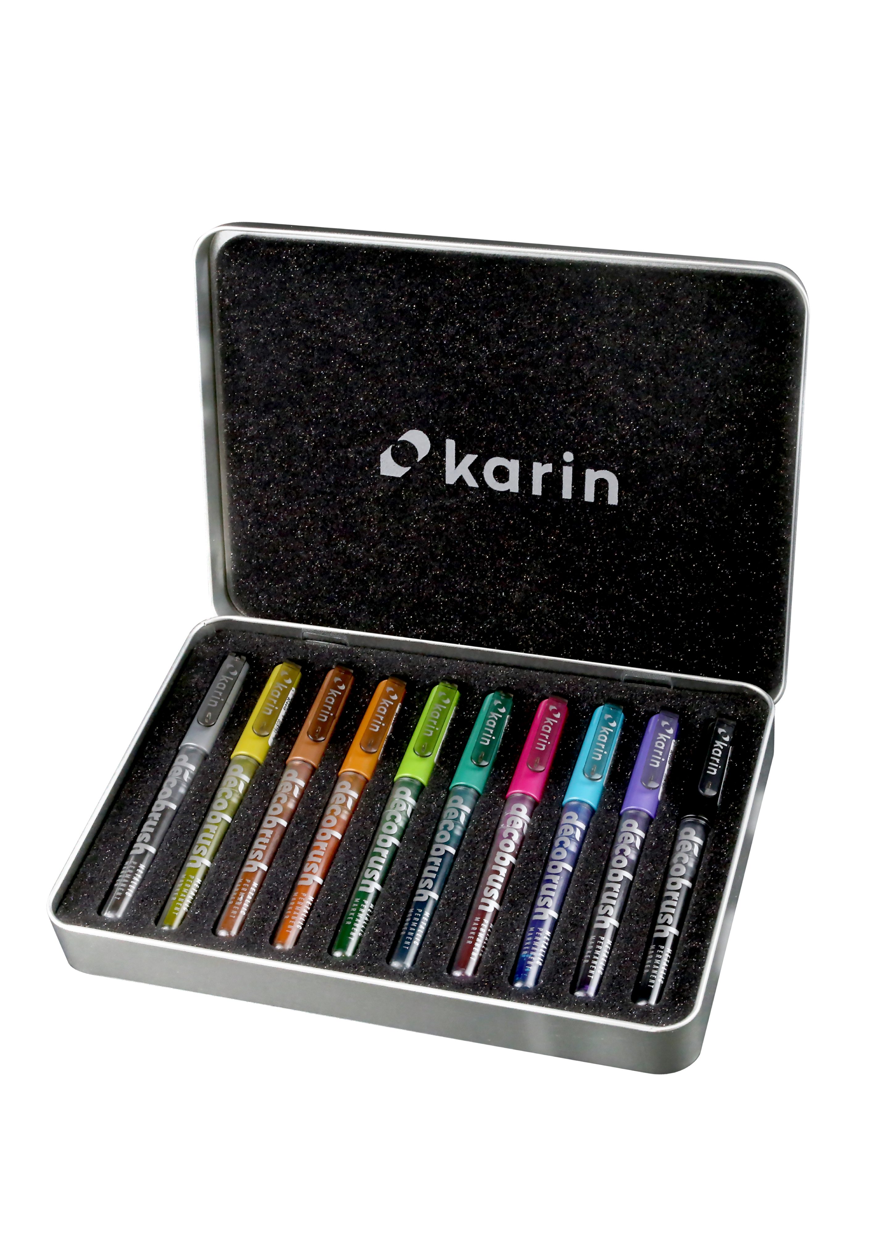 Karin DecoBrush Metallic Markers - Tin Set of 10
