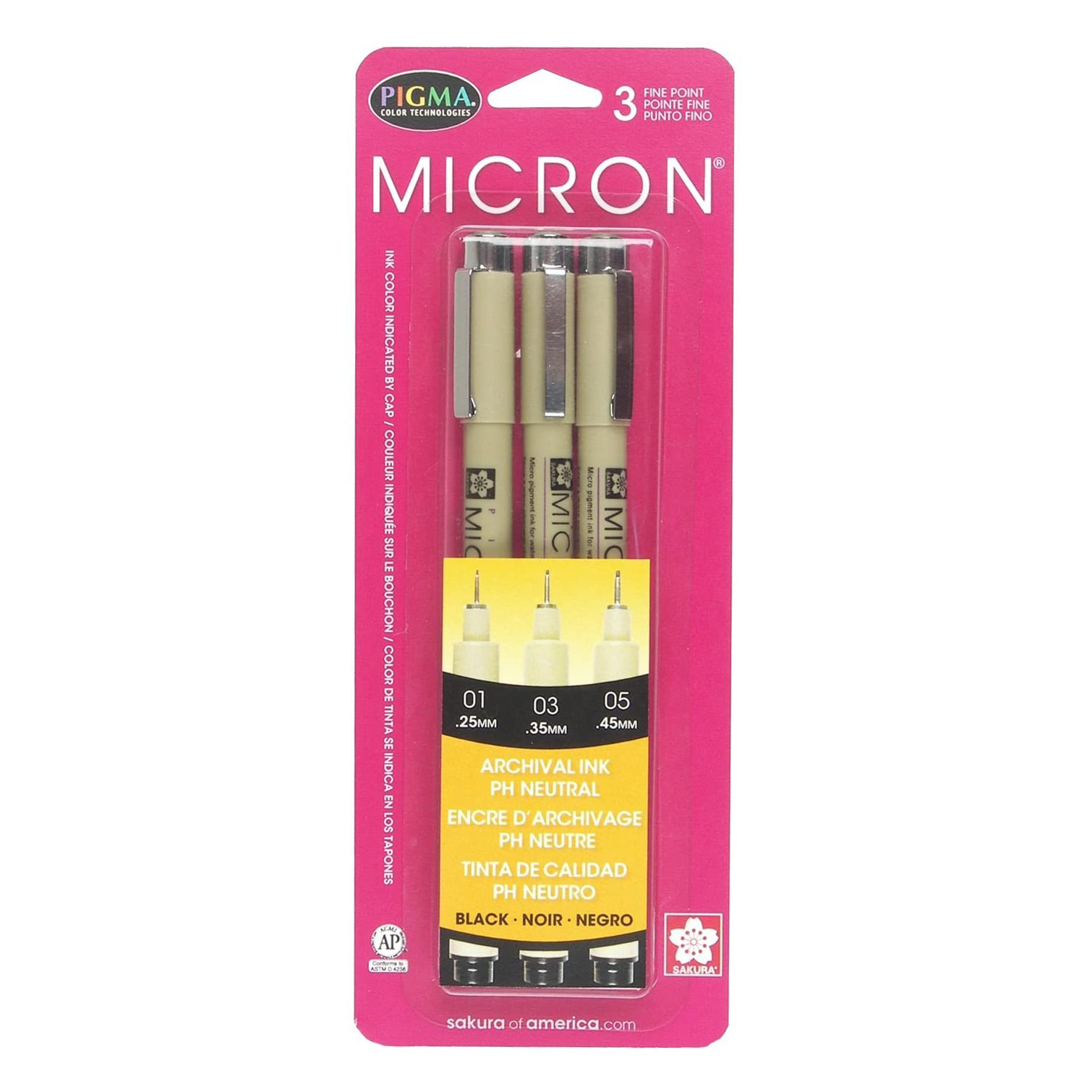 Sakura Pigma Micron Pens Set of 3 - Black