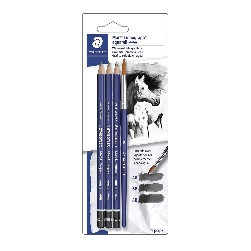 Staedtler Mars Lumograph Water-Soluble Graphite, 4-Pack