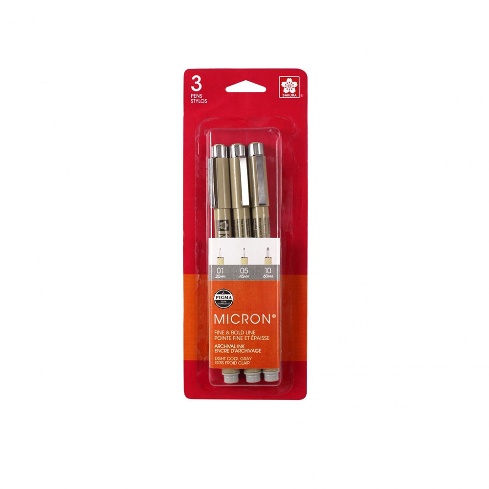 Sakura Micron | Light Grey | 3 pack