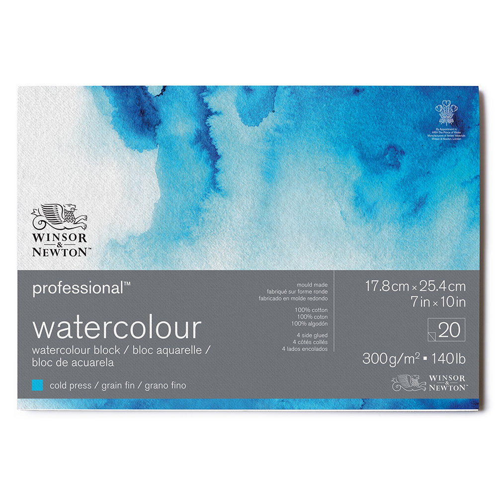 Winsor & Newton - Watercolour Professional Hot Press Block - 20 sheets  12” x 16”
