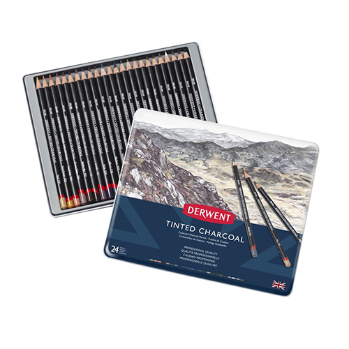 Derwent Tinted Charcoal Pencils  Tin set of 24